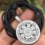 Germanic Magic Jewelry Talisman of the Sun and 7 Planets brings health wealth happiness love to the wearer Pewter Mens Pendant Necklace Good luck Charm Protection Amulet for men Black Adjustable Cord