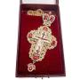 Pectoral Cross Red Zircons Crystallized Christian Priest Bishop Crucifix Pendant Necklace 20'' in Gift Box