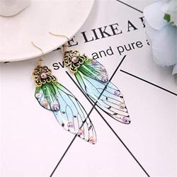 tmtonmoon Unique Big Monarch Colorful Butterfly Wing Gold Drop Dangle Earrings Crystal Wing Earring Fashion Insect Jewelry For Women Girls Teens Gifts