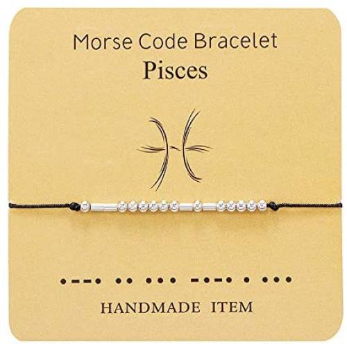 JOOVAYUN Morse Code Friend Bracelets 12 Constellation Zodiac Friendship Bracelet for Couples Women Girls Men Astrology Horoscope CZ Jewelry Gift for her with Secret Message