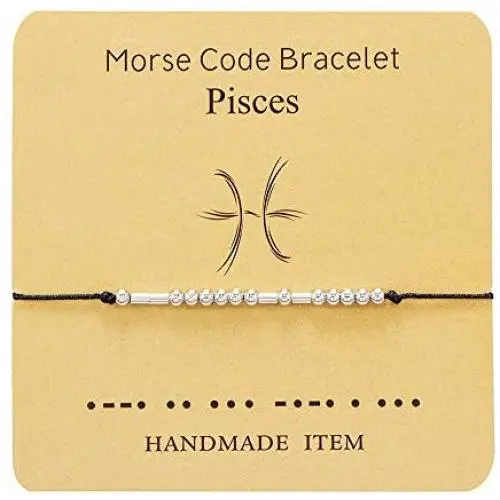 JOOVAYUN Morse Code Friend Bracelets 12 Constellation Zodiac Friendship Bracelet for Couples Women Girls Men Astrology Horoscope CZ Jewelry Gift for her with Secret Message