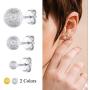 Silvora Sterling Silver Stud Earrings for Women, Minimalist Heart/Star/Moon/Bar/Circle/Ball Thin Earrings Gift, Simple Stud Earring Set for Girls (Send Gift Box)