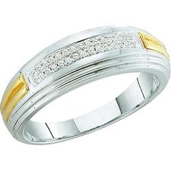 Dazzlingrock Collection 0.10 Carat (ctw) White Diamond Mens Hip Hop Wedding Band Ring, Sterling Silver