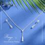 Fairyu Womens Wedding Necklaces Crystal Long Dangle Necklace Earrings Set Silver Bride Rhinestone Necklaces Earrings Drop Jewelry Dainty Y Pendant Necklace for Bridal