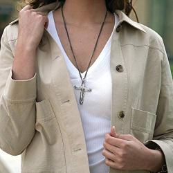 PZ Paz Creations .925 Sterling Silver Polished Cross Electroform Pendant Necklace
