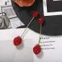 Channel V Red Strawberry Dangle Earrings Small Red Heart Cute Fruit Food Long Tassel Earring 3D Red Rhinestone Jewelry for Women Valentine’s Day Birthday Gift