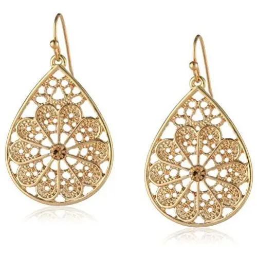 1928 Jewelry ''Basic Classics'' Filigree Pearshape Drop Earrings 1928 Jewelry ''Basic Classics'' Filigree Pearshape Drop Earrings
