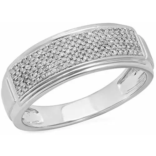 Dazzlingrock Collection 0.30 Carat (ctw) 14K Gold Round White Diamond Mens Micro Pave Hip Hop Wedding Band 1/3 CT Dazzlingrock Collection 0.30 Carat (ctw) 14K Gold Round White Diamond Mens Micro Pave Hip Hop Wedding Band 1/3 CT