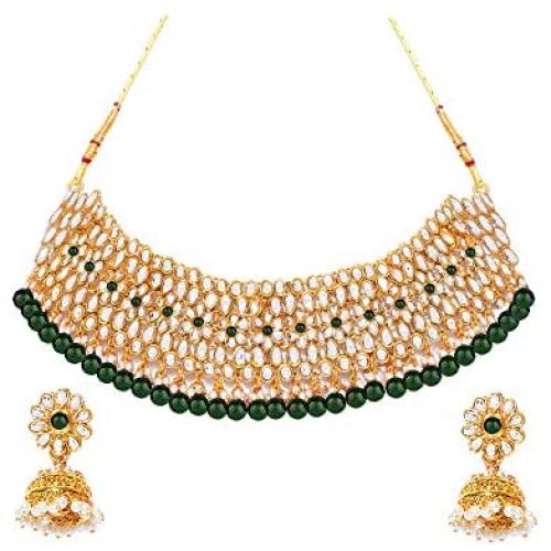 YouBella Jewellery Bollywood Ethnic Bridal Wedding Traditional Choker Indian Necklace Set with Earrings for Women