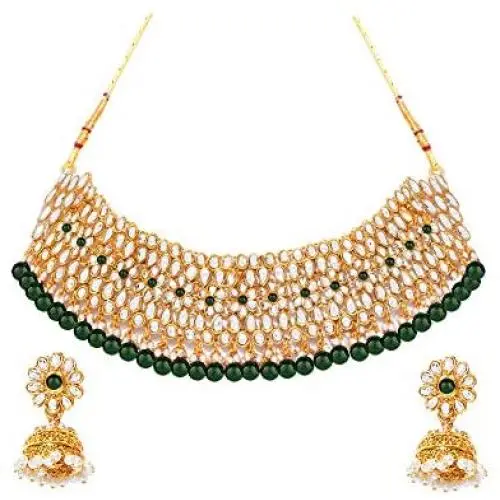 YouBella Jewellery Bollywood Ethnic Bridal Wedding Traditional Choker Indian Necklace Set with Earrings for Women
