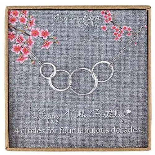 40th Birthday Gifts for Women - Sterling Silver Infinity 4 Circle 4 Decades Necklace, Mothers Day Jewelry 40th Birthday Gifts for Women - Sterling Silver Infinity 4 Circle 4 Decades Necklace, Mothers Day Jewelry