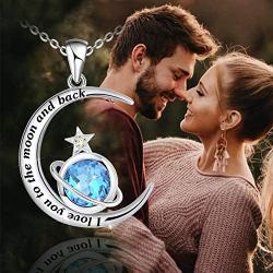 BlingSparkle I Love You to The Moon and Back Necklaces 925 Sterling Silver Moon Star Pendant Necklace, Jewelry Gifts for Women Nana Mom Wife Girls