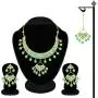 Aheli Ethnic Traditional Wedding Festive Wear Faux Kundan Floral Enamel Necklace with Maang Tikka Set Indian Bollywood Fashion Jewelry for Women Girls