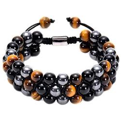 PINZHIGAO 8mm Lava Rock Bracelet Adjustable Bracelet Bead Chakra Bracelet 7 Chakras Healing Bracelet .Yoga Stone Beads Bracelets Meditation Relax Anxiety Bangle for Womens Mens