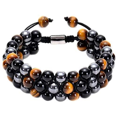 PINZHIGAO 8mm Lava Rock Bracelet Adjustable Bracelet Bead Chakra Bracelet 7 Chakras Healing Bracelet .Yoga Stone Beads Bracelets Meditation Relax Anxiety Bangle for Womens Mens