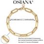 OSIANA Gold PaperClip Radial Link Chain Bracelet for Women 18K Gold Plated Oval Chunky Curb Chain Rolo Link Bracelet Delicate Wide Chain Cuban Link Bracelet Personalized Jewelry Gift for Her