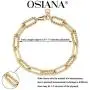 OSIANA Gold PaperClip Radial Link Chain Bracelet for Women 18K Gold Plated Oval Chunky Curb Chain Rolo Link Bracelet Delicate Wide Chain Cuban Link Bracelet Personalized Jewelry Gift for Her