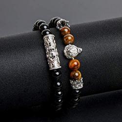 KAMRESH Black Matte Beads Bracelets 8mm Onyx Stone Bracelets Sets Charm King Crown for Women Men Jewelry