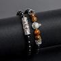 KAMRESH Black Matte Beads Bracelets 8mm Onyx Stone Bracelets Sets Charm King Crown for Women Men Jewelry