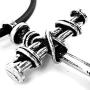 Wire Wrapped Three Nails Cross Necklace on Black Rubber Cord