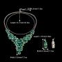 BriLove Womens Wedding Bridal Crystal Teardrop Shape Petal Flower Enamel Statement Necklace Dangle Earrings Set