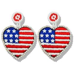 Statement Drop Earrings - Bohemian Beaded Big Heart Dangle Earrings Gift for Women
