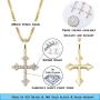 TOPGRILLZ 925 Sterling Silver 14K Gold Plated Small Cross Necklace Pendant for Girls Women Venice Chain Fashion Jewelry Gift