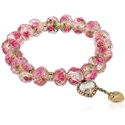 Betsey Johnson Tzarina Pink Beads Stretch Bracelet