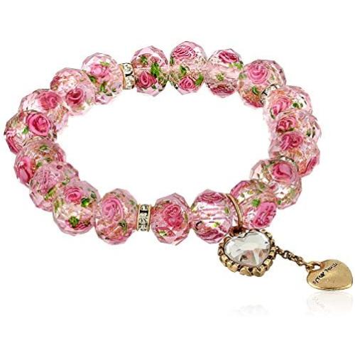 Betsey Johnson Tzarina Pink Beads Stretch Bracelet