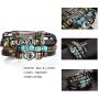 Boho National Stone Feather Multilayer Leather Bracelet Evil Eye Charms Turquoises Beads Bracelets for Men Vintage Punk Wrap Wristband Owl Bird Bracelet