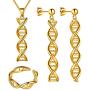 Beautlace DNA Double Helix Chemistry Science Molecule Biology Necklace and Earrings Jewelry Set Silver/18K Gold/Black Gun Plated Jewelry for Women and Girls