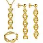 Beautlace DNA Double Helix Chemistry Science Molecule Biology Necklace and Earrings Jewelry Set Silver/18K Gold/Black Gun Plated Jewelry for Women and Girls