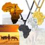 PROSTEEL Stainless Steel Africa Map Necklace for Men Women, 18K Gold/Rose Gold/Black Plated, Customize Available, 22''-24'' Adjustable, Come Gift Box
