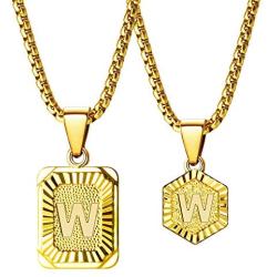 Sodio 24K Gold Initial Necklaces for Men 2 pcs Set - Gold Coin Necklace with Initial from A to Z- Men and Women Pendant Initial Necklaces Jewelry