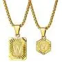 Sodio 24K Gold Initial Necklaces for Men 2 pcs Set - Gold Coin Necklace with Initial from A to Z- Men and Women Pendant Initial Necklaces Jewelry