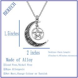 BEKECH Supernatural Inspired Gift Crescent Moon Charm Pentagram Pendant Necklace Devils Trap Symbol Jewelry Gift for Supernatural Lovers TV Show Lovers