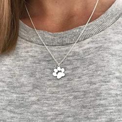 Shegirl Dog Cat Paw Necklace Lovely Animal Choker Necklace Silver Dainty Paw Print Pendant Necklace Minimalist Jewelry for Women and Girls