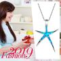 Sterling Silver Starfish Necklace Pendant Earrings Blue Opal White Opal or Green Opal Pendant Necklace