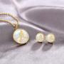 PAPAGENA Gold Plated Initial Necklace Earrings Jewelry Set Round Disc Personalized Alphabet Letter Pendant Necklaces Jewelry Gift for Women Girls