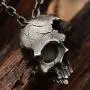 JIL Broken Damaged Half Face Skull Pendant Necklace with Chain JIL Broken Damaged Half Face Skull Pendant Necklace with Chain