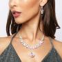 SP Sophia Collection Womens Elegant Bridal Teardrop Necklace and Half Halo Stud Post Dangle Earring Jewelry Set