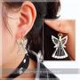 Silver Gold Two Tone Angel Dangle Earrings For Women Girls Christmas Gifts Alloy RareLove