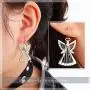 Silver Gold Two Tone Angel Dangle Earrings For Women Girls Christmas Gifts Alloy RareLove