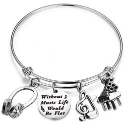 Zuo Bao Music Bracelet Without Music Life Would Be Flat Music Note Charm Bracelet Music Lover Jewelry Gift