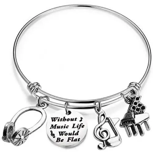 Zuo Bao Music Bracelet Without Music Life Would Be Flat Music Note Charm Bracelet Music Lover Jewelry Gift Zuo Bao Music Bracelet Without Music Life Would Be Flat Music Note Charm Bracelet Music Lover Jewelry Gift
