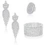 Sllaiss Rhinestone Bridal Jewelry Set for Women Sparkling Rhinestone Stretch Bracelet Ring Dangle Tassel Earrings Set Costume Jewelry