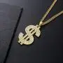 Gold Chain with Dollar Sign Big Money Necklaces for Men Women,Stainless Steel Iced Out Rhinestone Jewelry,Fashion Pendants with 28 Inches Chain