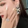 fxmimior Fashion Women Asymmetry Silver Full Rhinestones Pearls Butterfly Earrings Ring Loop Long Chain Drop Dangle Earrings Jewelry for Women fxmimior Fashion Women Asymmetry Silver Full Rhinestones Pearls Butterfly Earrings Ring Loop Long Chain Drop Dangle Earrings Jewelry for Women