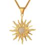 U7 Fashion Big Flower Charm Necklace Rhinestone Crystal 18K Gold Plated Chain & Big Sun Flower Pendant for Women Men