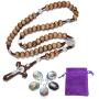 LH1028 Catholic Rosary Round Wooden Bead Handmade Line Christian Vintage Cross Ornament Rosary Necklace
